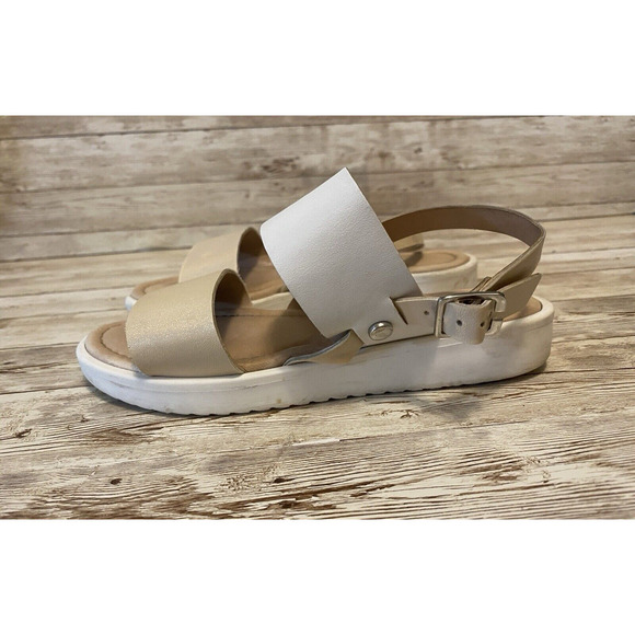 Guilias Palai Sandals Girls Pink Cream Size 8? Thick Straps Open Toe - Picture 3 of 12